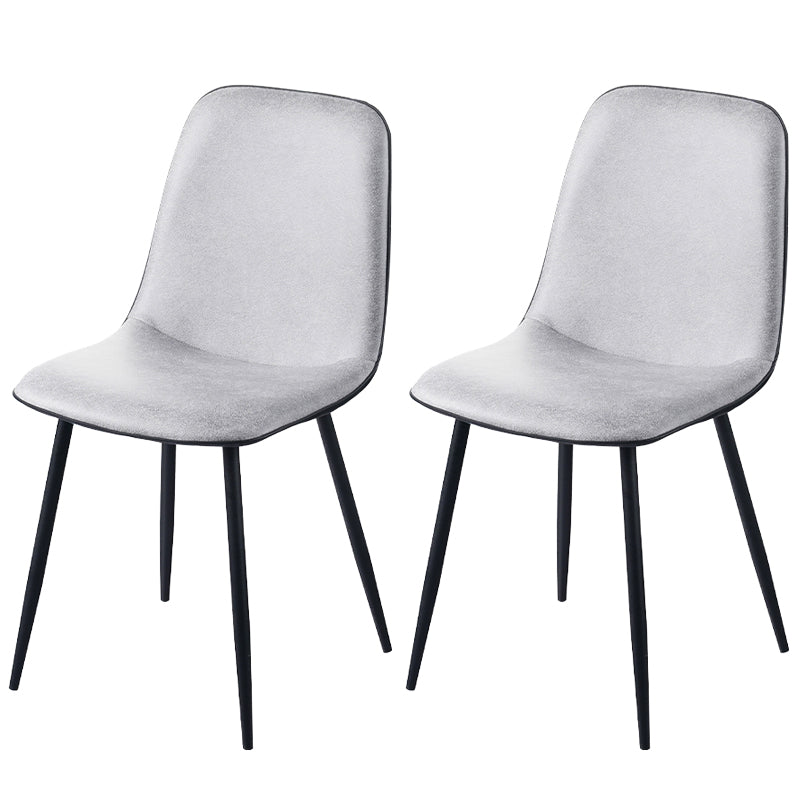 Leather Scandinavian Kitchen Side Chair Matte Finish Solid Back Dining Chair Silver 2 Piece Set Clearhalo ' kitchen&dining_furn' 'Dining Chairs' 'Dining Tables & Seating' 'dining_chair' 'furn' 'furn_dining_chair' 'Furniture' 'furniture_dining_chair' 'Kitchen & Dining Furniture' 'kitchen' 3540574
