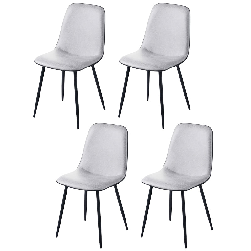 Leather Scandinavian Kitchen Side Chair Matte Finish Solid Back Dining Chair Silver 4 Piece Set Clearhalo ' kitchen&dining_furn' 'Dining Chairs' 'Dining Tables & Seating' 'dining_chair' 'furn' 'furn_dining_chair' 'Furniture' 'furniture_dining_chair' 'Kitchen & Dining Furniture' 'kitchen' 3540577