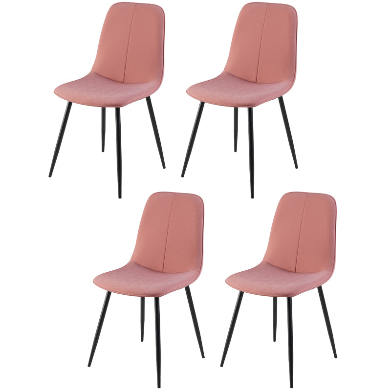 Leather Scandinavian Kitchen Side Chair Matte Finish Solid Back Dining Chair Pink 4 Piece Set Clearhalo ' kitchen&dining_furn' 'Dining Chairs' 'Dining Tables & Seating' 'dining_chair' 'furn' 'furn_dining_chair' 'Furniture' 'furniture_dining_chair' 'Kitchen & Dining Furniture' 'kitchen' 3540580