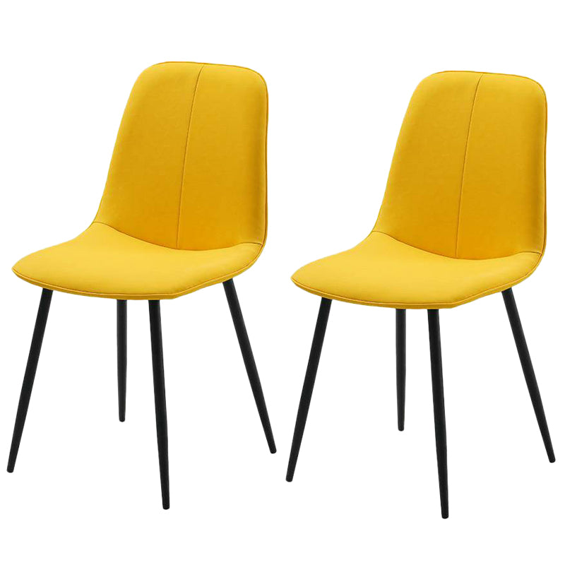 Leather Scandinavian Kitchen Side Chair Matte Finish Solid Back Dining Chair Yellow 2 Piece Set Clearhalo ' kitchen&dining_furn' 'Dining Chairs' 'Dining Tables & Seating' 'dining_chair' 'furn' 'furn_dining_chair' 'Furniture' 'furniture_dining_chair' 'Kitchen & Dining Furniture' 'kitchen' 3540582