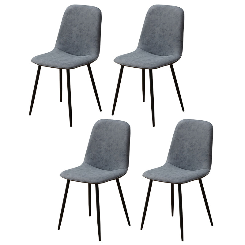 Leather Scandinavian Kitchen Side Chair Matte Finish Solid Back Dining Chair Light Blue 4 Piece Set Clearhalo ' kitchen&dining_furn' 'Dining Chairs' 'Dining Tables & Seating' 'dining_chair' 'furn' 'furn_dining_chair' 'Furniture' 'furniture_dining_chair' 'Kitchen & Dining Furniture' 'kitchen' 3540586