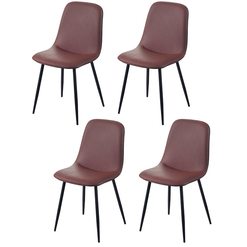 Leather Scandinavian Kitchen Side Chair Matte Finish Solid Back Dining Chair Red Brown 4 Piece Set Clearhalo ' kitchen&dining_furn' 'Dining Chairs' 'Dining Tables & Seating' 'dining_chair' 'furn' 'furn_dining_chair' 'Furniture' 'furniture_dining_chair' 'Kitchen & Dining Furniture' 'kitchen' 3540598