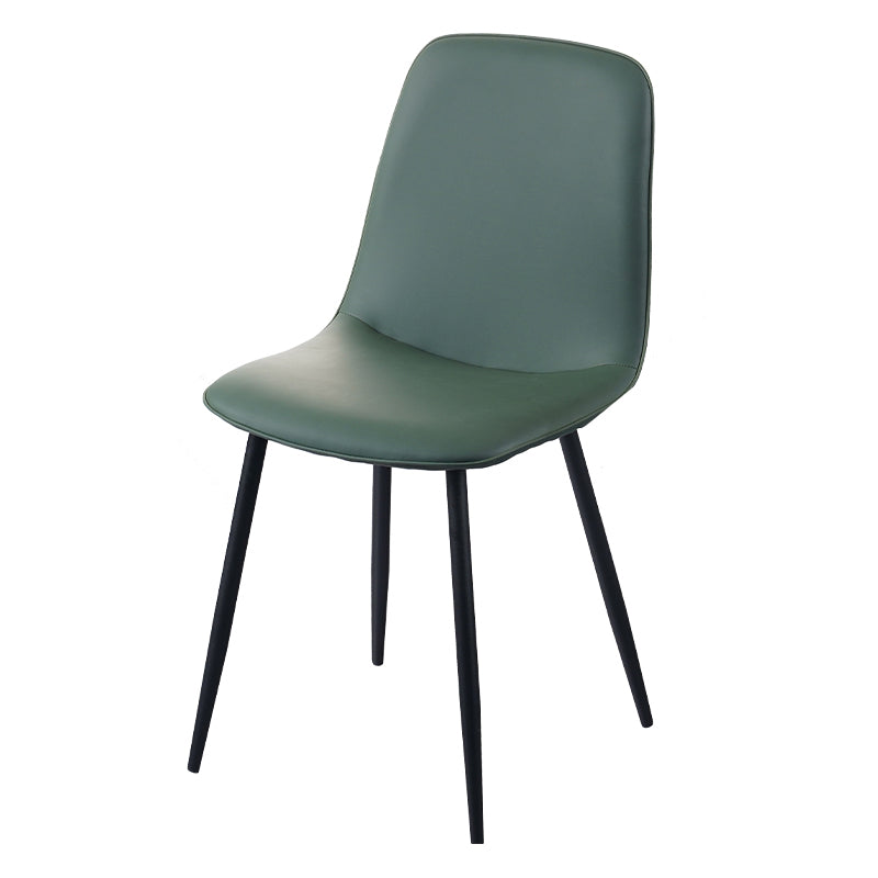 Leather Scandinavian Kitchen Side Chair Matte Finish Solid Back Dining Chair Dark Green 1 Piece Clearhalo ' kitchen&dining_furn' 'Dining Chairs' 'Dining Tables & Seating' 'dining_chair' 'furn' 'furn_dining_chair' 'Furniture' 'furniture_dining_chair' 'Kitchen & Dining Furniture' 'kitchen' 3540602