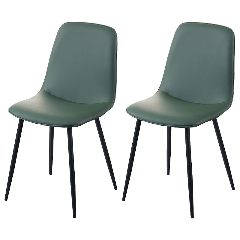 Leather Scandinavian Kitchen Side Chair Matte Finish Solid Back Dining Chair Dark Green 2 Piece Set Clearhalo ' kitchen&dining_furn' 'Dining Chairs' 'Dining Tables & Seating' 'dining_chair' 'furn' 'furn_dining_chair' 'Furniture' 'furniture_dining_chair' 'Kitchen & Dining Furniture' 'kitchen' 3540603