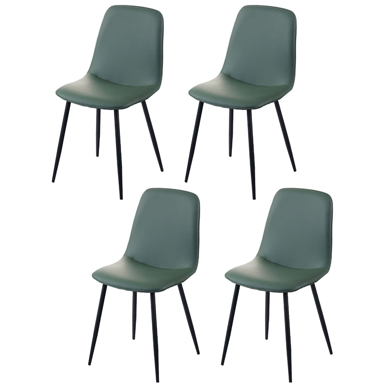 Leather Scandinavian Kitchen Side Chair Matte Finish Solid Back Dining Chair Dark Green 4 Piece Set Clearhalo ' kitchen&dining_furn' 'Dining Chairs' 'Dining Tables & Seating' 'dining_chair' 'furn' 'furn_dining_chair' 'Furniture' 'furniture_dining_chair' 'Kitchen & Dining Furniture' 'kitchen' 3540604