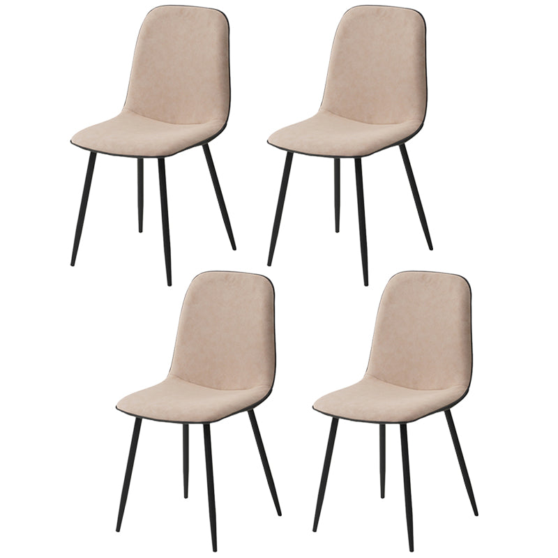 Leather Scandinavian Kitchen Side Chair Matte Finish Solid Back Dining Chair Apricot 4 Piece Set Clearhalo ' kitchen&dining_furn' 'Dining Chairs' 'Dining Tables & Seating' 'dining_chair' 'furn' 'furn_dining_chair' 'Furniture' 'furniture_dining_chair' 'Kitchen & Dining Furniture' 'kitchen' 3540607