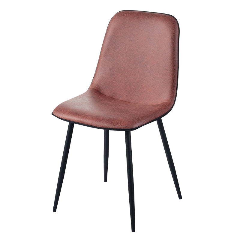 Leather Scandinavian Kitchen Side Chair Matte Finish Solid Back Dining Chair Brick Red 1 Piece Clearhalo ' kitchen&dining_furn' 'Dining Chairs' 'Dining Tables & Seating' 'dining_chair' 'furn' 'furn_dining_chair' 'Furniture' 'furniture_dining_chair' 'Kitchen & Dining Furniture' 'kitchen' 3540608