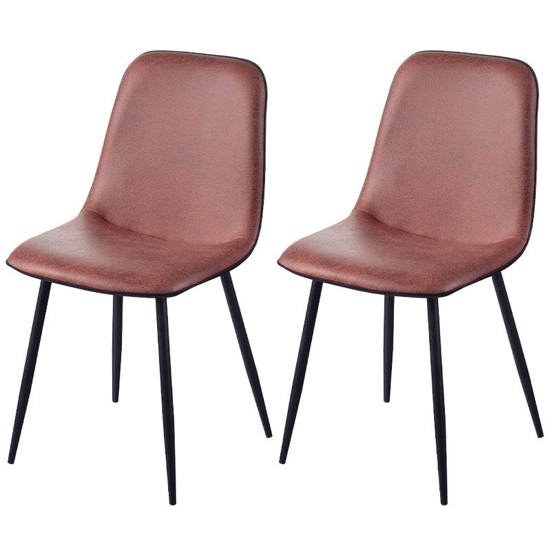 Leather Scandinavian Kitchen Side Chair Matte Finish Solid Back Dining Chair Brick Red 2 Piece Set Clearhalo ' kitchen&dining_furn' 'Dining Chairs' 'Dining Tables & Seating' 'dining_chair' 'furn' 'furn_dining_chair' 'Furniture' 'furniture_dining_chair' 'Kitchen & Dining Furniture' 'kitchen' 3540609