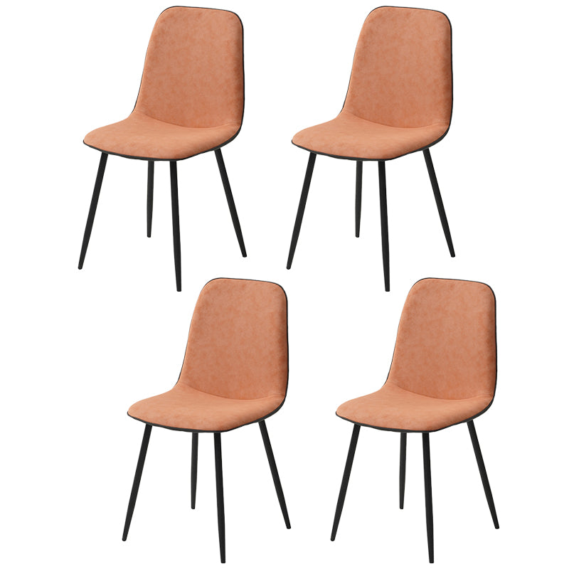Leather Scandinavian Kitchen Side Chair Matte Finish Solid Back Dining Chair Orange Pink 4 Piece Set Clearhalo ' kitchen&dining_furn' 'Dining Chairs' 'Dining Tables & Seating' 'dining_chair' 'furn' 'furn_dining_chair' 'Furniture' 'furniture_dining_chair' 'Kitchen & Dining Furniture' 'kitchen' 3540616