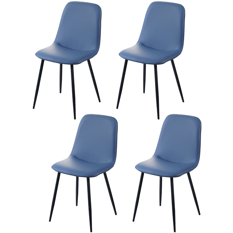 Leather Scandinavian Kitchen Side Chair Matte Finish Solid Back Dining Chair Royal Blue 4 Piece Set Clearhalo ' kitchen&dining_furn' 'Dining Chairs' 'Dining Tables & Seating' 'dining_chair' 'furn' 'furn_dining_chair' 'Furniture' 'furniture_dining_chair' 'Kitchen & Dining Furniture' 'kitchen' 3540619