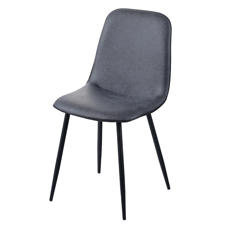 Leather Scandinavian Kitchen Side Chair Matte Finish Solid Back Dining Chair Dark Blue 1 Piece Clearhalo ' kitchen&dining_furn' 'Dining Chairs' 'Dining Tables & Seating' 'dining_chair' 'furn' 'furn_dining_chair' 'Furniture' 'furniture_dining_chair' 'Kitchen & Dining Furniture' 'kitchen' 3540620