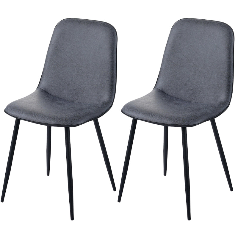 Leather Scandinavian Kitchen Side Chair Matte Finish Solid Back Dining Chair Dark Blue 2 Piece Set Clearhalo ' kitchen&dining_furn' 'Dining Chairs' 'Dining Tables & Seating' 'dining_chair' 'furn' 'furn_dining_chair' 'Furniture' 'furniture_dining_chair' 'Kitchen & Dining Furniture' 'kitchen' 3540621