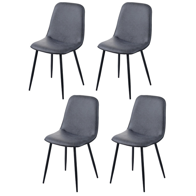 Leather Scandinavian Kitchen Side Chair Matte Finish Solid Back Dining Chair Dark Blue 4 Piece Set Clearhalo ' kitchen&dining_furn' 'Dining Chairs' 'Dining Tables & Seating' 'dining_chair' 'furn' 'furn_dining_chair' 'Furniture' 'furniture_dining_chair' 'Kitchen & Dining Furniture' 'kitchen' 3540622