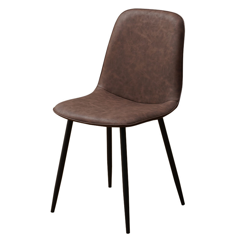 Leather Scandinavian Kitchen Side Chair Matte Finish Solid Back Dining Chair Dark Brown 1 Piece Clearhalo ' kitchen&dining_furn' 'Dining Chairs' 'Dining Tables & Seating' 'dining_chair' 'furn' 'furn_dining_chair' 'Furniture' 'furniture_dining_chair' 'Kitchen & Dining Furniture' 'kitchen' 3540623