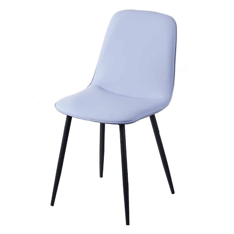Leather Scandinavian Kitchen Side Chair Matte Finish Solid Back Dining Chair Bright Blue 1 Piece Clearhalo ' kitchen&dining_furn' 'Dining Chairs' 'Dining Tables & Seating' 'dining_chair' 'furn' 'furn_dining_chair' 'Furniture' 'furniture_dining_chair' 'Kitchen & Dining Furniture' 'kitchen' 3540626