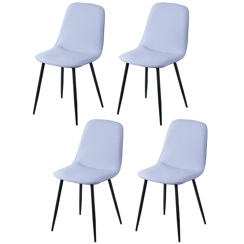 Leather Scandinavian Kitchen Side Chair Matte Finish Solid Back Dining Chair Bright Blue 4 Piece Set Clearhalo ' kitchen&dining_furn' 'Dining Chairs' 'Dining Tables & Seating' 'dining_chair' 'furn' 'furn_dining_chair' 'Furniture' 'furniture_dining_chair' 'Kitchen & Dining Furniture' 'kitchen' 3540628