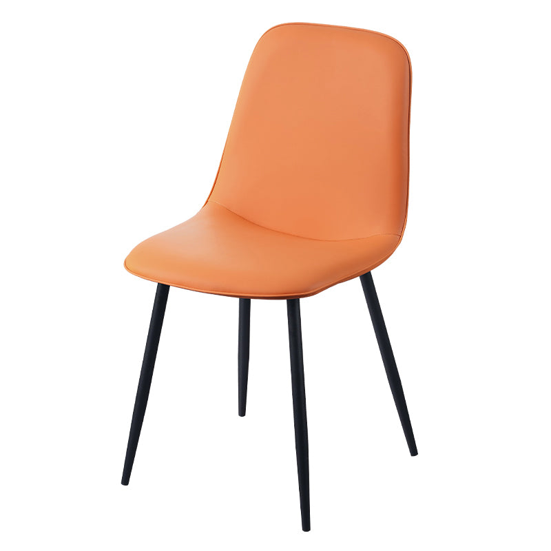 Leather Scandinavian Kitchen Side Chair Matte Finish Solid Back Dining Chair Orange-Red 1 Piece Clearhalo ' kitchen&dining_furn' 'Dining Chairs' 'Dining Tables & Seating' 'dining_chair' 'furn' 'furn_dining_chair' 'Furniture' 'furniture_dining_chair' 'Kitchen & Dining Furniture' 'kitchen' 3540629