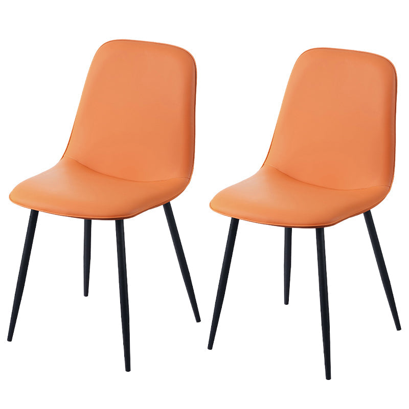 Leather Scandinavian Kitchen Side Chair Matte Finish Solid Back Dining Chair Orange-Red 2 Piece Set Clearhalo ' kitchen&dining_furn' 'Dining Chairs' 'Dining Tables & Seating' 'dining_chair' 'furn' 'furn_dining_chair' 'Furniture' 'furniture_dining_chair' 'Kitchen & Dining Furniture' 'kitchen' 3540630