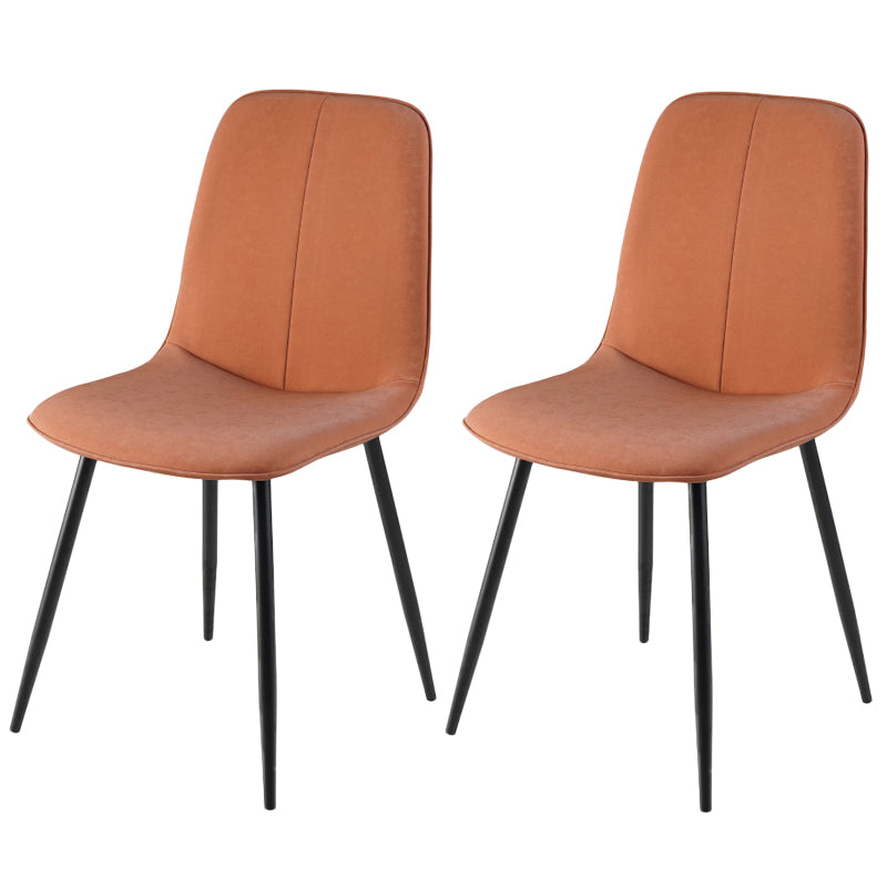 Leather Scandinavian Kitchen Side Chair Matte Finish Solid Back Dining Chair Orange 2 Piece Set Clearhalo ' kitchen&dining_furn' 'Dining Chairs' 'Dining Tables & Seating' 'dining_chair' 'furn' 'furn_dining_chair' 'Furniture' 'furniture_dining_chair' 'Kitchen & Dining Furniture' 'kitchen' 3540633