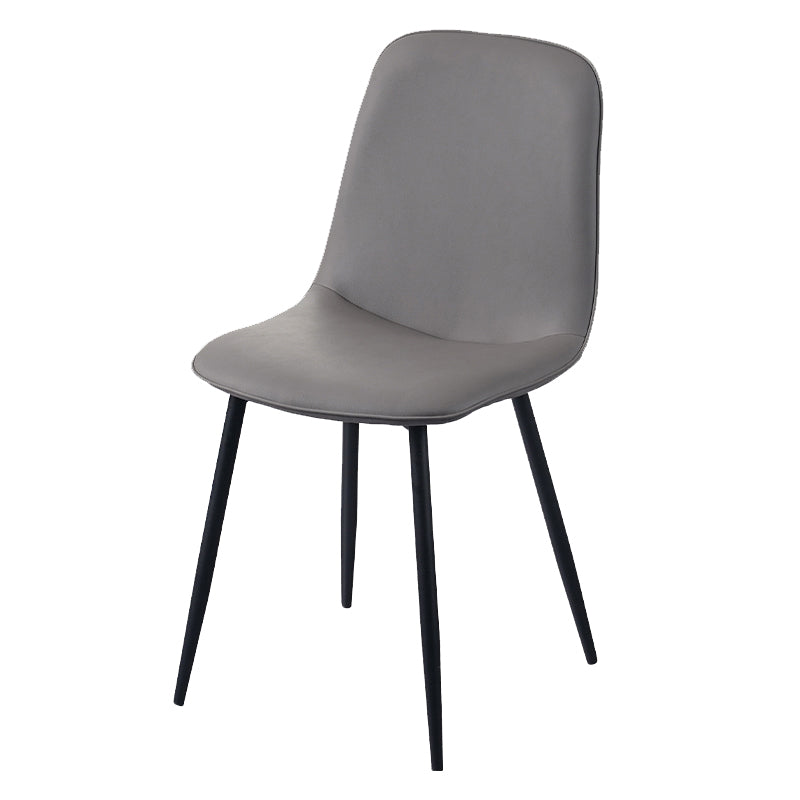 Leather Scandinavian Kitchen Side Chair Matte Finish Solid Back Dining Chair Silver Gray 1 Piece Clearhalo ' kitchen&dining_furn' 'Dining Chairs' 'Dining Tables & Seating' 'dining_chair' 'furn' 'furn_dining_chair' 'Furniture' 'furniture_dining_chair' 'Kitchen & Dining Furniture' 'kitchen' 3540635