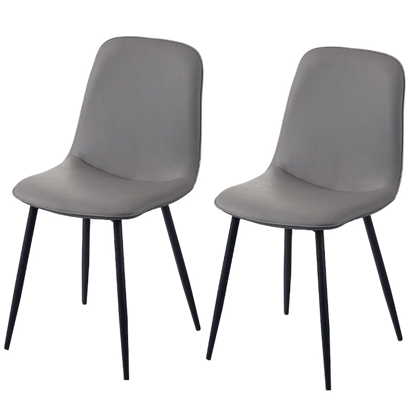 Leather Scandinavian Kitchen Side Chair Matte Finish Solid Back Dining Chair Silver Gray 2 Piece Set Clearhalo ' kitchen&dining_furn' 'Dining Chairs' 'Dining Tables & Seating' 'dining_chair' 'furn' 'furn_dining_chair' 'Furniture' 'furniture_dining_chair' 'Kitchen & Dining Furniture' 'kitchen' 3540636
