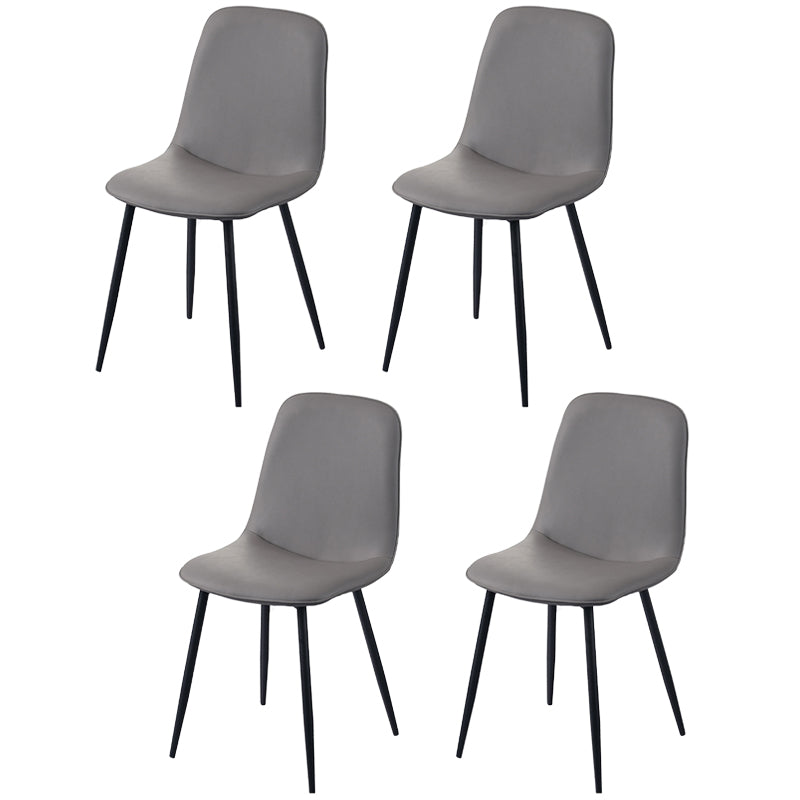Leather Scandinavian Kitchen Side Chair Matte Finish Solid Back Dining Chair Silver Gray 4 Piece Set Clearhalo ' kitchen&dining_furn' 'Dining Chairs' 'Dining Tables & Seating' 'dining_chair' 'furn' 'furn_dining_chair' 'Furniture' 'furniture_dining_chair' 'Kitchen & Dining Furniture' 'kitchen' 3540637