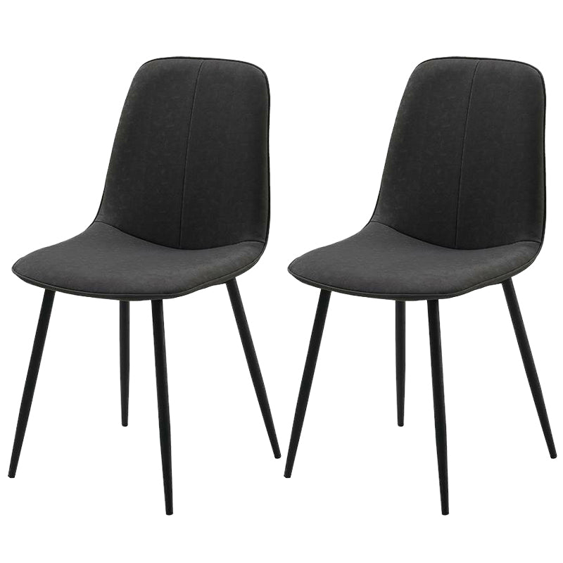 Leather Scandinavian Kitchen Side Chair Matte Finish Solid Back Dining Chair Gray Black 2 Piece Set Clearhalo ' kitchen&dining_furn' 'Dining Chairs' 'Dining Tables & Seating' 'dining_chair' 'furn' 'furn_dining_chair' 'Furniture' 'furniture_dining_chair' 'Kitchen & Dining Furniture' 'kitchen' 3540639