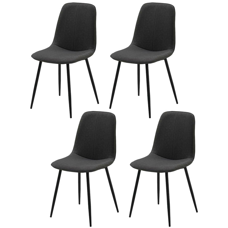 Leather Scandinavian Kitchen Side Chair Matte Finish Solid Back Dining Chair Gray Black 4 Piece Set Clearhalo ' kitchen&dining_furn' 'Dining Chairs' 'Dining Tables & Seating' 'dining_chair' 'furn' 'furn_dining_chair' 'Furniture' 'furniture_dining_chair' 'Kitchen & Dining Furniture' 'kitchen' 3540640