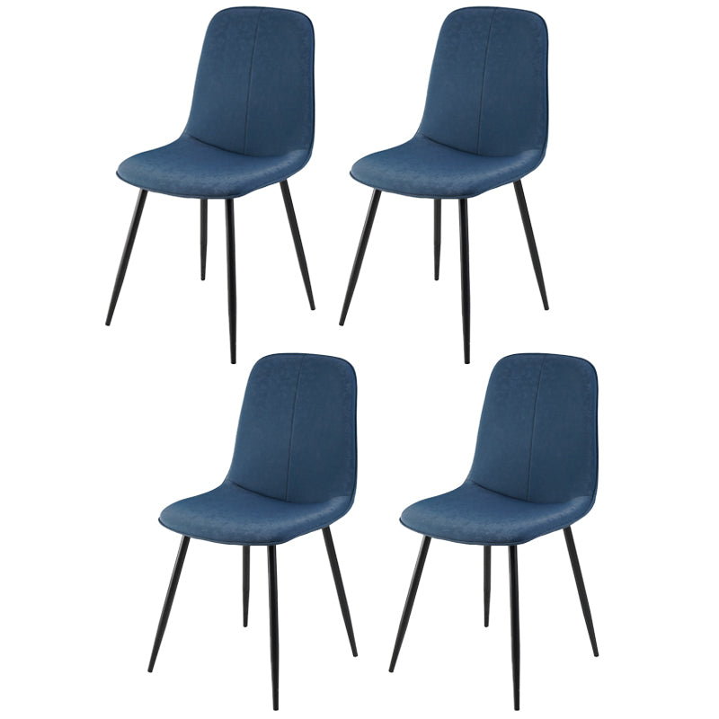Leather Scandinavian Kitchen Side Chair Matte Finish Solid Back Dining Chair Navy 4 Piece Set Clearhalo ' kitchen&dining_furn' 'Dining Chairs' 'Dining Tables & Seating' 'dining_chair' 'furn' 'furn_dining_chair' 'Furniture' 'furniture_dining_chair' 'Kitchen & Dining Furniture' 'kitchen' 3540643