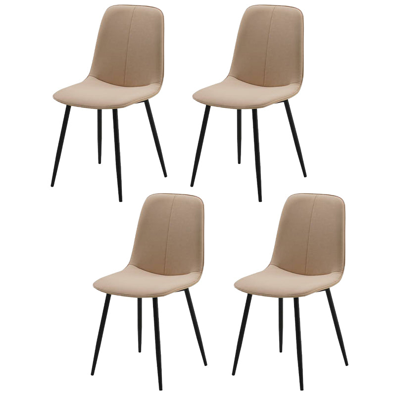 Leather Scandinavian Kitchen Side Chair Matte Finish Solid Back Dining Chair Off-White 4 Piece Set Clearhalo ' kitchen&dining_furn' 'Dining Chairs' 'Dining Tables & Seating' 'dining_chair' 'furn' 'furn_dining_chair' 'Furniture' 'furniture_dining_chair' 'Kitchen & Dining Furniture' 'kitchen' 3540661