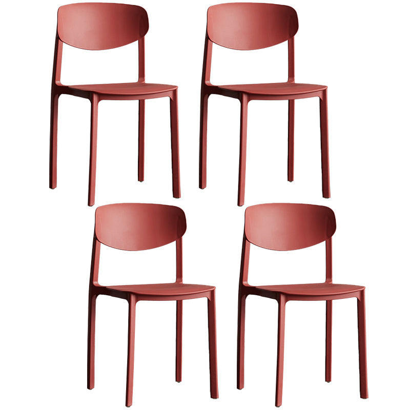 Minimalist Opening Back Dining Side Chair Kitchen Plastic Dining Side Chair Red 4 Piece Set Clearhalo ' kitchen&dining_furn' 'Dining Chairs' 'Dining Tables & Seating' 'dining_chair' 'furn' 'furn_dining_chair' 'Furniture' 'furniture_dining_chair' 'Kitchen & Dining Furniture' 'kitchen' 3540723