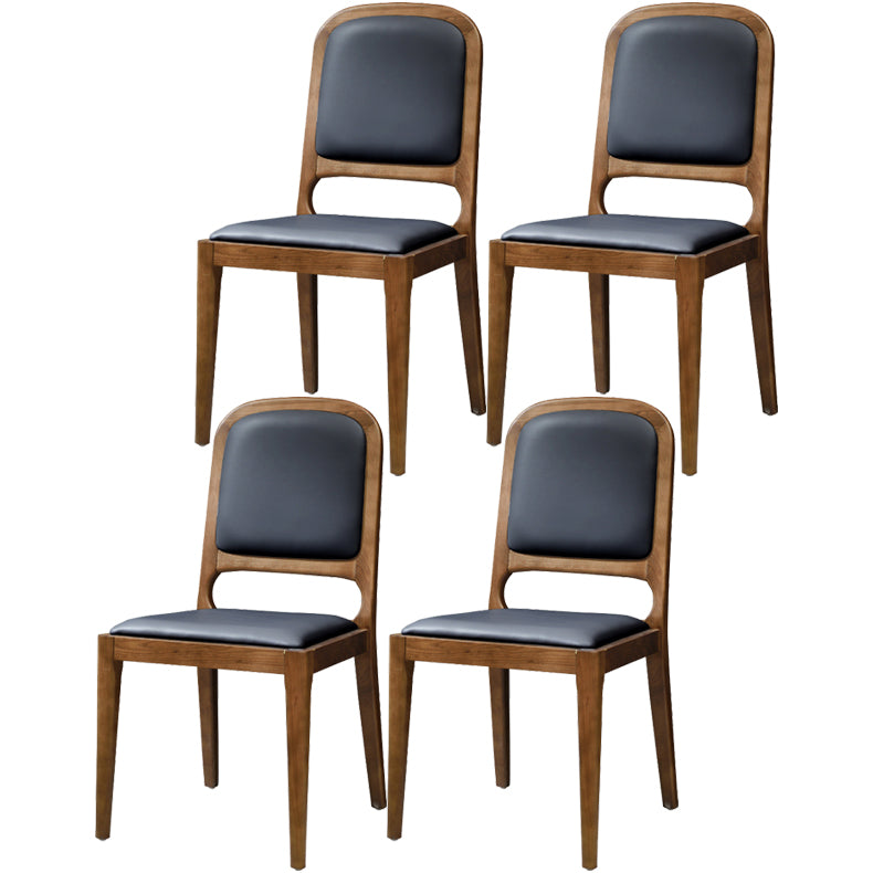 Modern Style Side Solid Dining Room Chair Leather Open Back Chair for Home Use Blackish Green 4 Piece Set Clearhalo ' kitchen&dining_furn' 'Dining Chairs' 'Dining Tables & Seating' 'dining_chair' 'furn' 'furn_dining_chair' 'Furniture' 'furniture_dining_chair' 'Kitchen & Dining Furniture' 'kitchen' 3540740