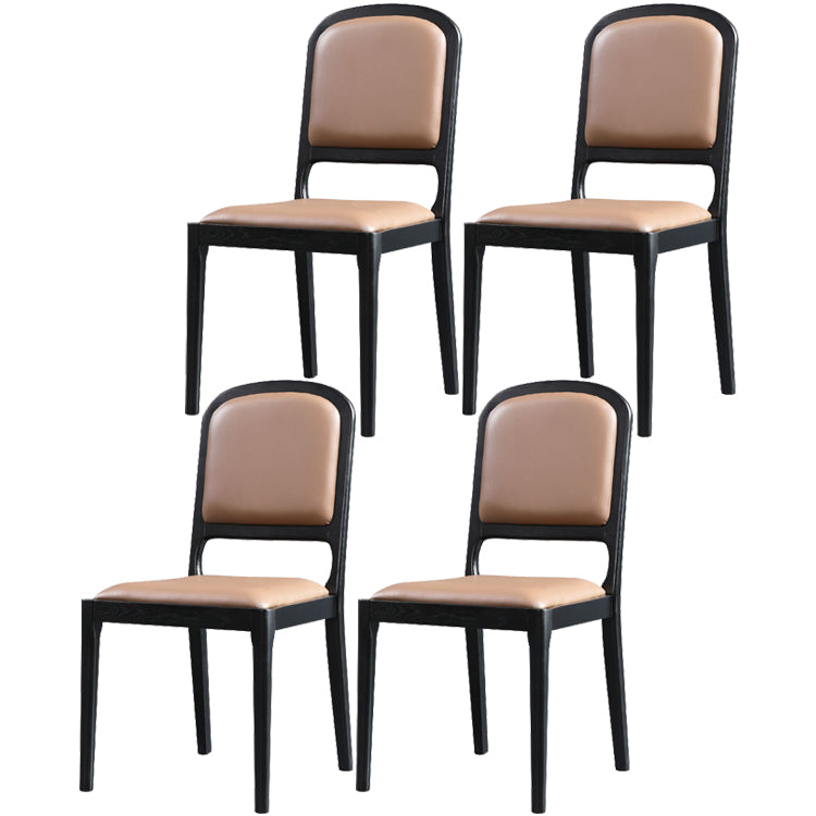 Modern Style Side Solid Dining Room Chair Leather Open Back Chair for Home Use Brown 4 Piece Set Clearhalo ' kitchen&dining_furn' 'Dining Chairs' 'Dining Tables & Seating' 'dining_chair' 'furn' 'furn_dining_chair' 'Furniture' 'furniture_dining_chair' 'Kitchen & Dining Furniture' 'kitchen' 3540758