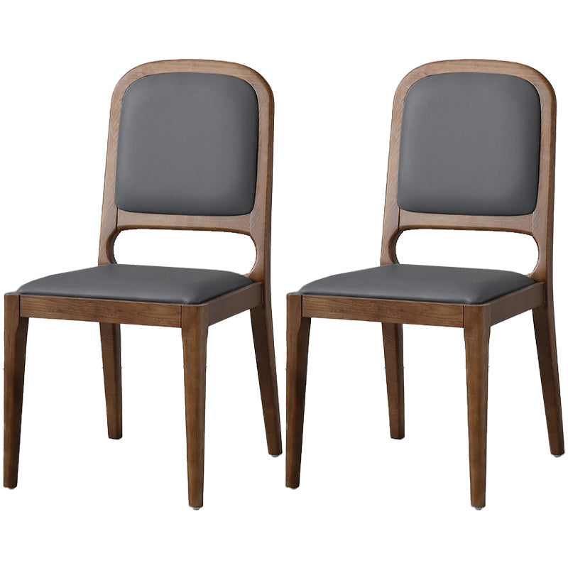 Modern Style Side Solid Dining Room Chair Leather Open Back Chair for Home Use Dark Gray 2 Piece Set Clearhalo ' kitchen&dining_furn' 'Dining Chairs' 'Dining Tables & Seating' 'dining_chair' 'furn' 'furn_dining_chair' 'Furniture' 'furniture_dining_chair' 'Kitchen & Dining Furniture' 'kitchen' 3540762