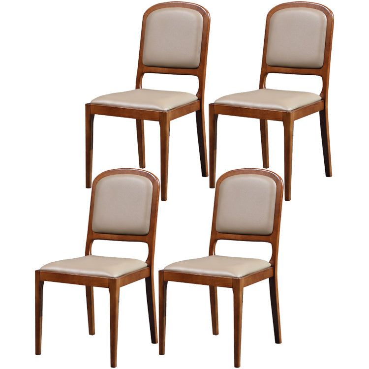 Modern Style Side Solid Dining Room Chair Leather Open Back Chair for Home Use Khaki 4 Piece Set Clearhalo ' kitchen&dining_furn' 'Dining Chairs' 'Dining Tables & Seating' 'dining_chair' 'furn' 'furn_dining_chair' 'Furniture' 'furniture_dining_chair' 'Kitchen & Dining Furniture' 'kitchen' 3540766