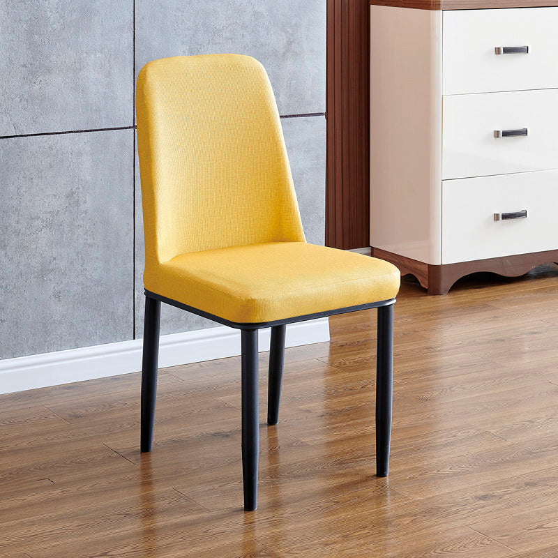 Contemporary Home Side Chair Parsons Back Metal Dining Room Chair with Sponge Cushion Yellow Black 1 Piece Clearhalo ' kitchen&dining_furn' 'Dining Chairs' 'Dining Tables & Seating' 'dining_chair' 'Furniture' 'furniture_dining_chair' 'Kitchen & Dining Furniture' 'kitchen' 3540768