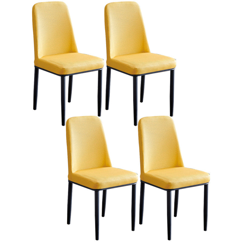 Contemporary Home Side Chair Parsons Back Metal Dining Room Chair with Sponge Cushion Yellow Black Set of 4 Clearhalo ' kitchen&dining_furn' 'Dining Chairs' 'Dining Tables & Seating' 'dining_chair' 'Furniture' 'furniture_dining_chair' 'Kitchen & Dining Furniture' 'kitchen' 3540771