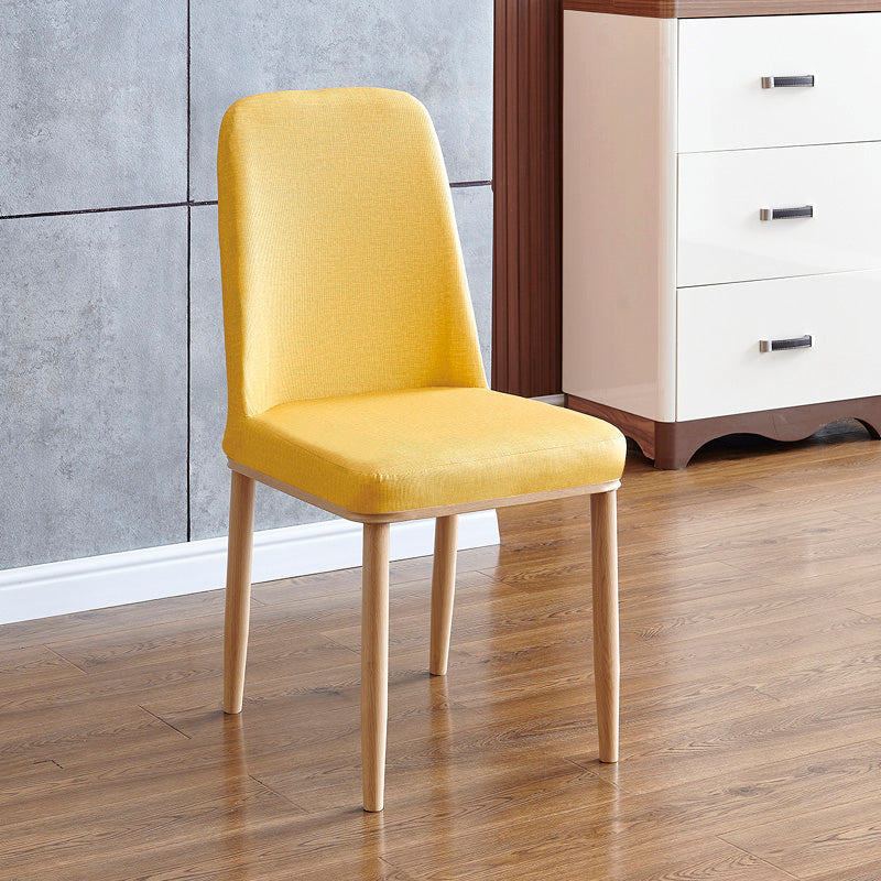 Contemporary Home Side Chair Parsons Back Metal Dining Room Chair with Sponge Cushion Yellow Natural Wood 1 Piece Clearhalo ' kitchen&dining_furn' 'Dining Chairs' 'Dining Tables & Seating' 'dining_chair' 'Furniture' 'furniture_dining_chair' 'Kitchen & Dining Furniture' 'kitchen' 3540773
