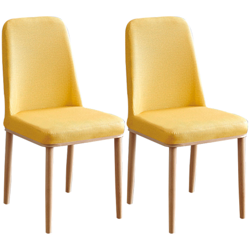 Contemporary Home Side Chair Parsons Back Metal Dining Room Chair with Sponge Cushion Yellow Natural Wood Set of 2 Clearhalo ' kitchen&dining_furn' 'Dining Chairs' 'Dining Tables & Seating' 'dining_chair' 'Furniture' 'furniture_dining_chair' 'Kitchen & Dining Furniture' 'kitchen' 3540776
