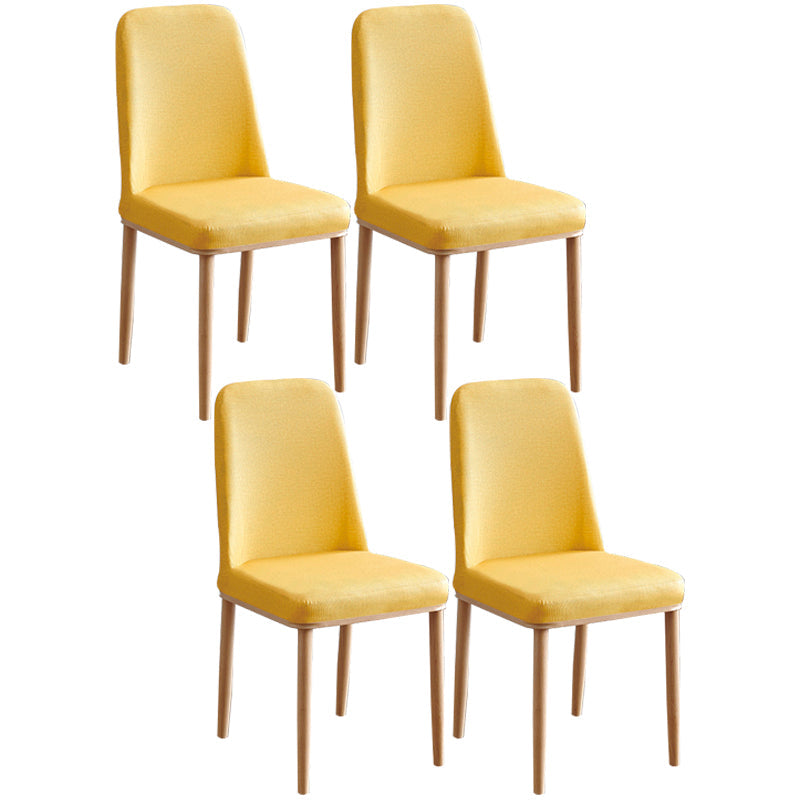 Contemporary Home Side Chair Parsons Back Metal Dining Room Chair with Sponge Cushion Yellow Natural Wood Set of 4 Clearhalo ' kitchen&dining_furn' 'Dining Chairs' 'Dining Tables & Seating' 'dining_chair' 'Furniture' 'furniture_dining_chair' 'Kitchen & Dining Furniture' 'kitchen' 3540777