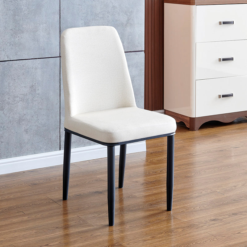Contemporary Home Side Chair Parsons Back Metal Dining Room Chair with Sponge Cushion Off-White Black 1 Piece Clearhalo ' kitchen&dining_furn' 'Dining Chairs' 'Dining Tables & Seating' 'dining_chair' 'Furniture' 'furniture_dining_chair' 'Kitchen & Dining Furniture' 'kitchen' 3540790