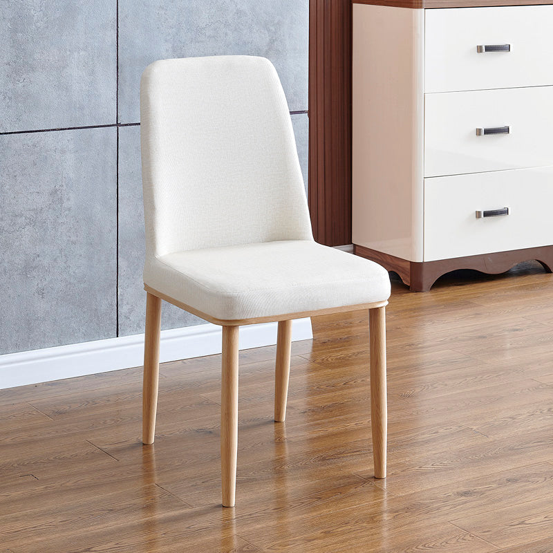 Contemporary Home Side Chair Parsons Back Metal Dining Room Chair with Sponge Cushion Off-White Natural Wood 1 Piece Clearhalo ' kitchen&dining_furn' 'Dining Chairs' 'Dining Tables & Seating' 'dining_chair' 'Furniture' 'furniture_dining_chair' 'Kitchen & Dining Furniture' 'kitchen' 3540793