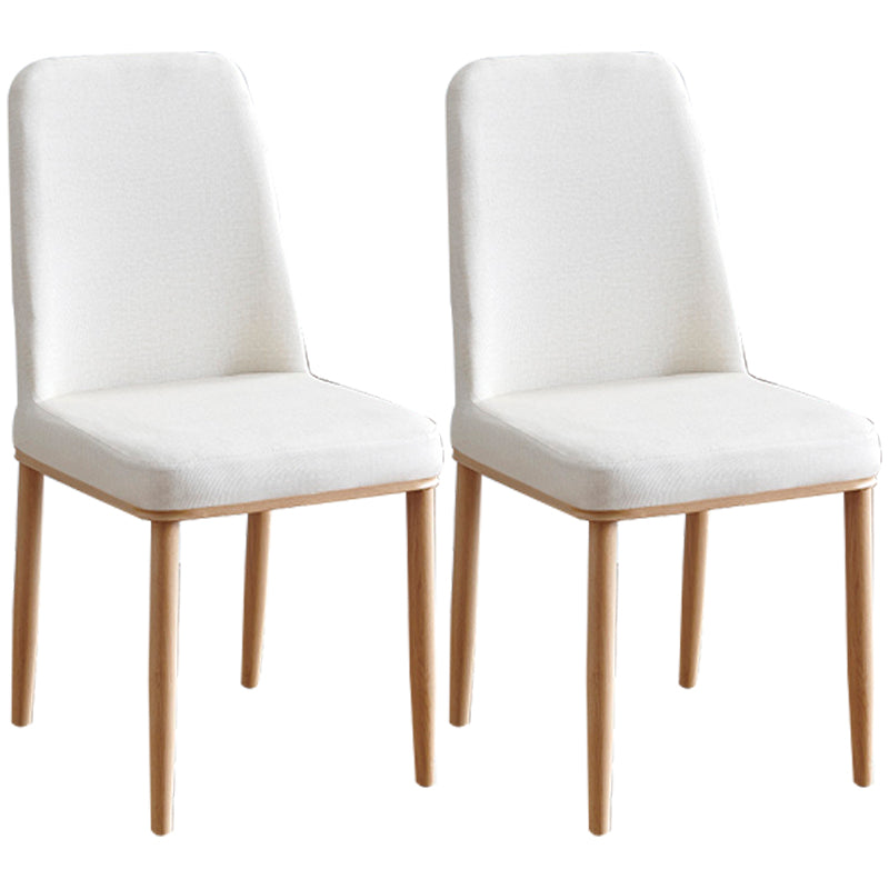 Contemporary Home Side Chair Parsons Back Metal Dining Room Chair with Sponge Cushion Off-White Natural Wood Set of 2 Clearhalo ' kitchen&dining_furn' 'Dining Chairs' 'Dining Tables & Seating' 'dining_chair' 'Furniture' 'furniture_dining_chair' 'Kitchen & Dining Furniture' 'kitchen' 3540794