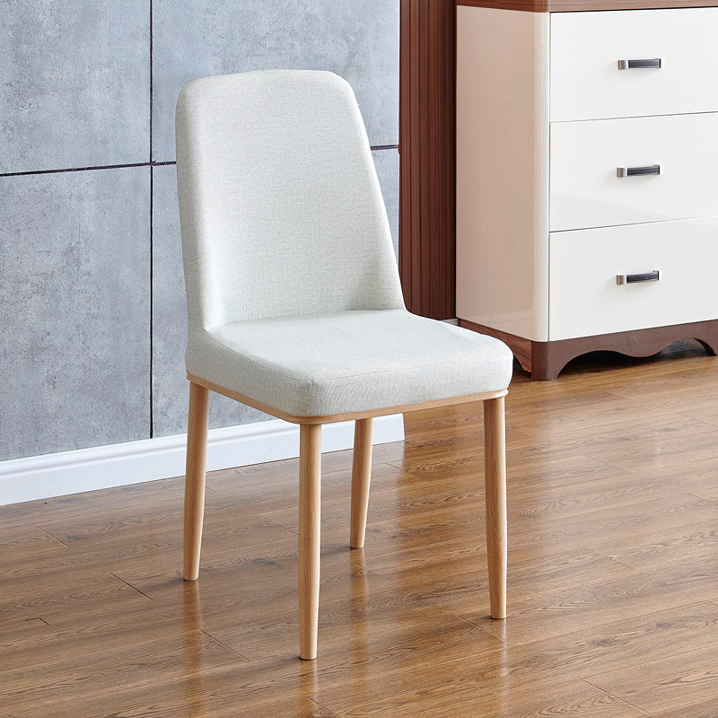 Contemporary Home Side Chair Parsons Back Metal Dining Room Chair with Sponge Cushion Light Gray Natural Wood 1 Piece Clearhalo ' kitchen&dining_furn' 'Dining Chairs' 'Dining Tables & Seating' 'dining_chair' 'Furniture' 'furniture_dining_chair' 'Kitchen & Dining Furniture' 'kitchen' 3540796