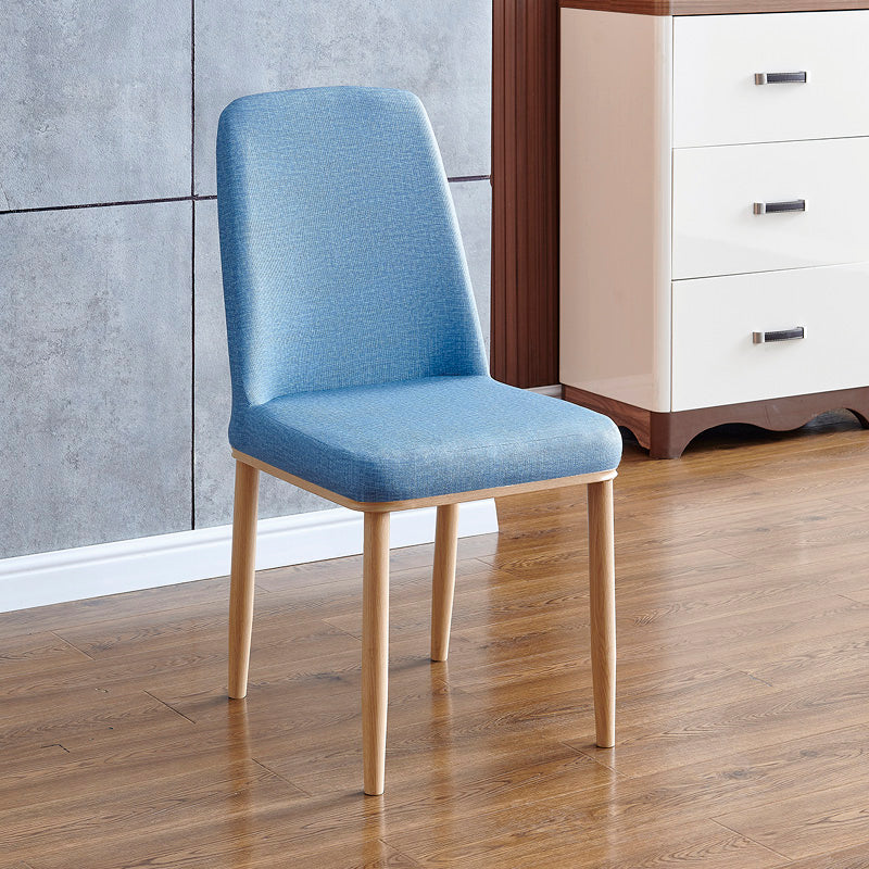 Contemporary Home Side Chair Parsons Back Metal Dining Room Chair with Sponge Cushion Blue Natural Wood 1 Piece Clearhalo ' kitchen&dining_furn' 'Dining Chairs' 'Dining Tables & Seating' 'dining_chair' 'Furniture' 'furniture_dining_chair' 'Kitchen & Dining Furniture' 'kitchen' 3540805