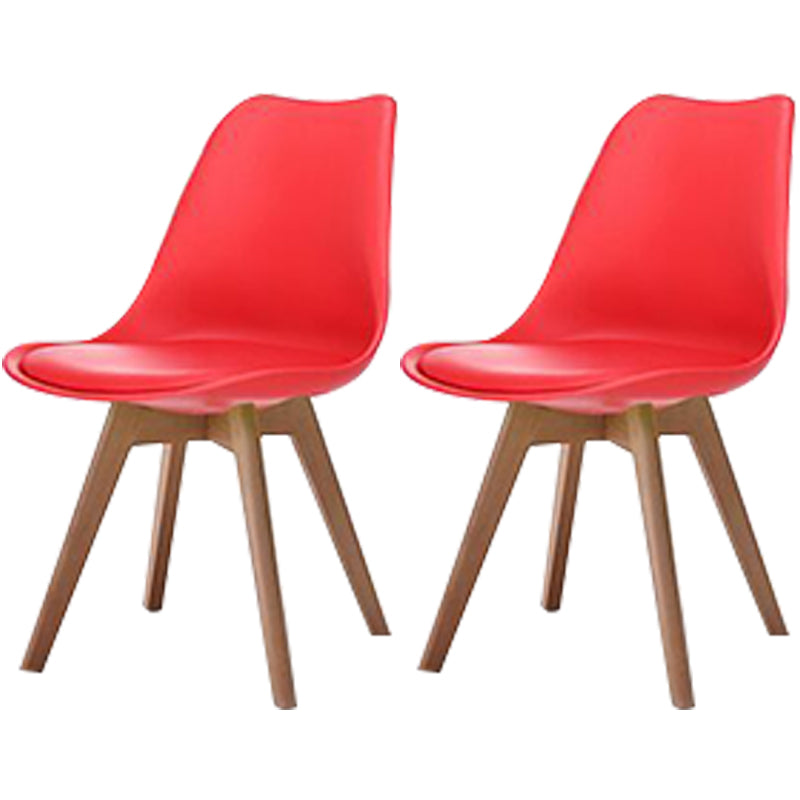 Scandinavian Style Beech Wood Chairs Kitchen Dining Room Solid Side Chair Red Set of 2 Clearhalo ' kitchen&dining_furn' 'Dining Chairs' 'Dining Tables & Seating' 'dining_chair' 'Furniture' 'furniture_dining_chair' 'Kitchen & Dining Furniture' 'kitchen' 3540825
