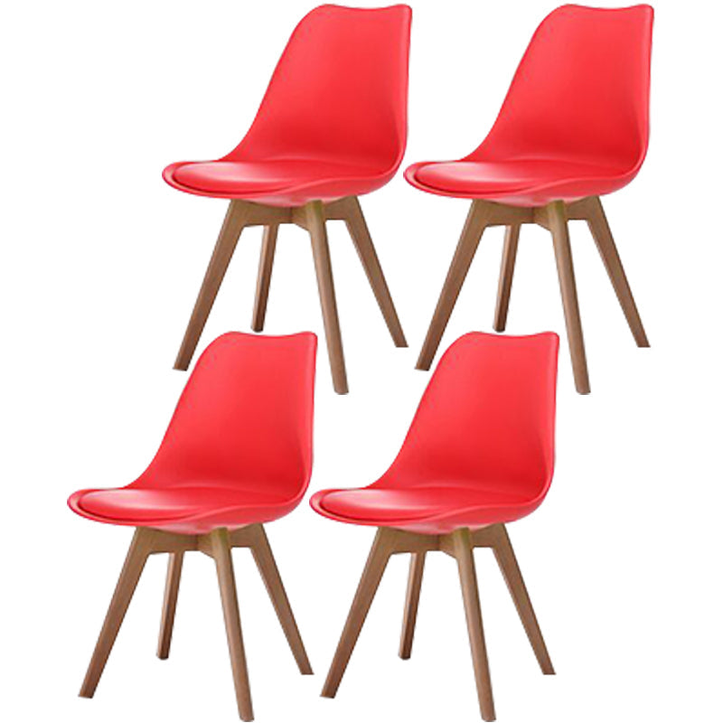 Scandinavian Style Beech Wood Chairs Kitchen Dining Room Solid Side Chair Red Set of 4 Clearhalo ' kitchen&dining_furn' 'Dining Chairs' 'Dining Tables & Seating' 'dining_chair' 'Furniture' 'furniture_dining_chair' 'Kitchen & Dining Furniture' 'kitchen' 3540827