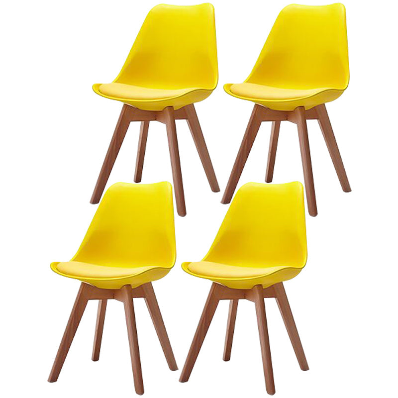 Scandinavian Style Beech Wood Chairs Kitchen Dining Room Solid Side Chair Yellow Set of 4 Clearhalo ' kitchen&dining_furn' 'Dining Chairs' 'Dining Tables & Seating' 'dining_chair' 'Furniture' 'furniture_dining_chair' 'Kitchen & Dining Furniture' 'kitchen' 3540833