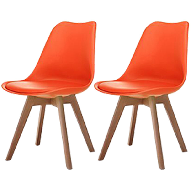 Scandinavian Style Beech Wood Chairs Kitchen Dining Room Solid Side Chair Orange Set of 2 Clearhalo ' kitchen&dining_furn' 'Dining Chairs' 'Dining Tables & Seating' 'dining_chair' 'Furniture' 'furniture_dining_chair' 'Kitchen & Dining Furniture' 'kitchen' 3540841