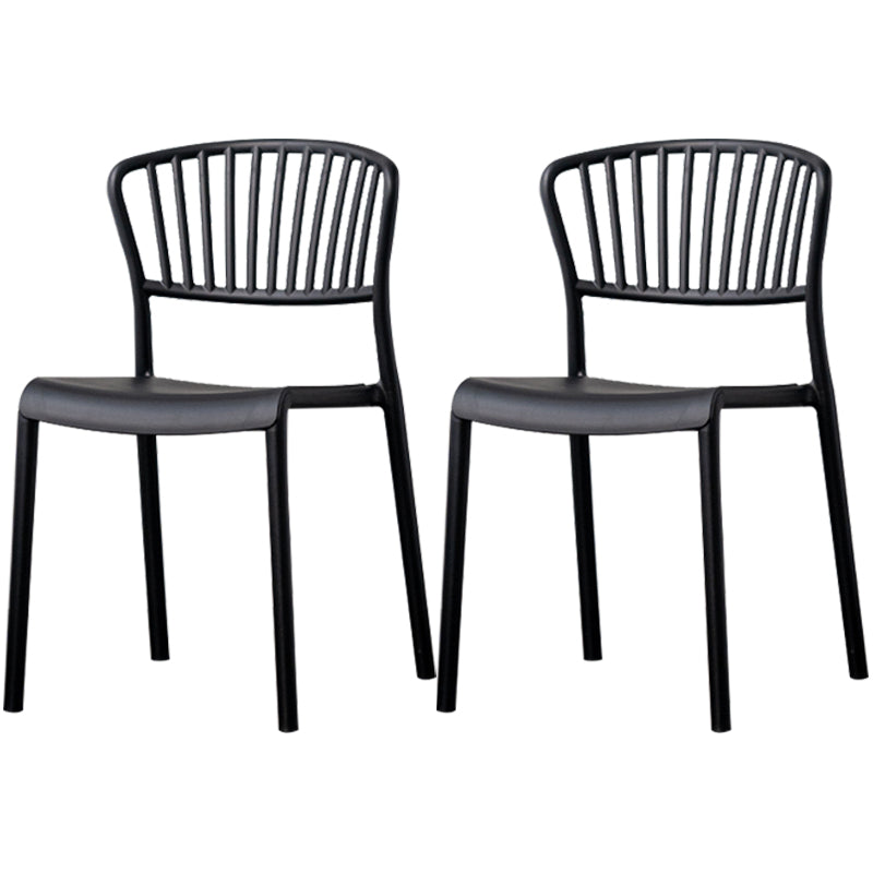 Nordic Style Plastic Dining Room Chair Slat Back Dining Side Chair for Home Use Black 2 Piece Set Clearhalo ' kitchen&dining_furn' 'Dining Chairs' 'Dining Tables & Seating' 'dining_chair' 'furn' 'furn_dining_chair' 'Furniture' 'furniture_dining_chair' 'Kitchen & Dining Furniture' 'kitchen' 3540874